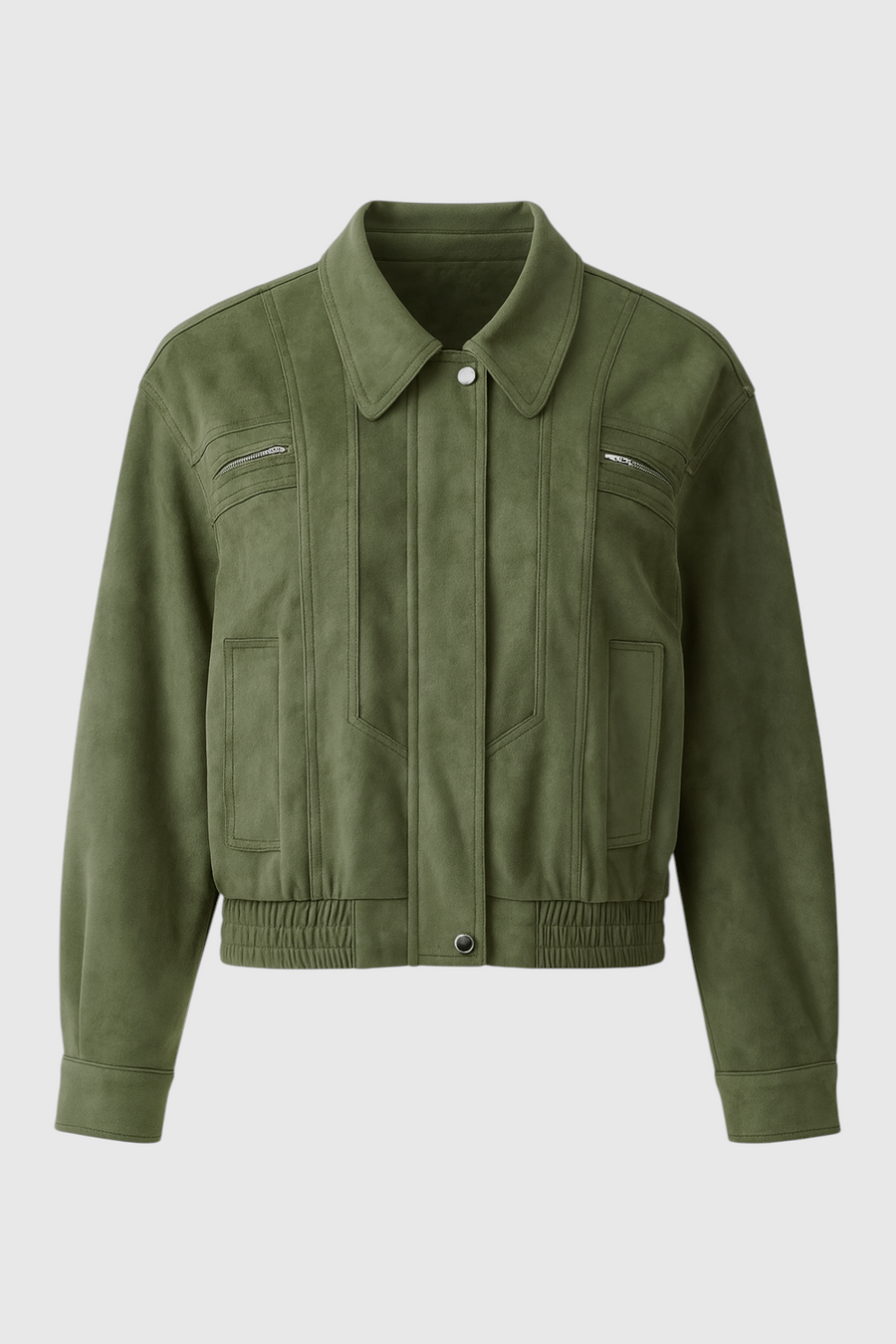 Elegant Green Bomber Jacket with Timeless Style