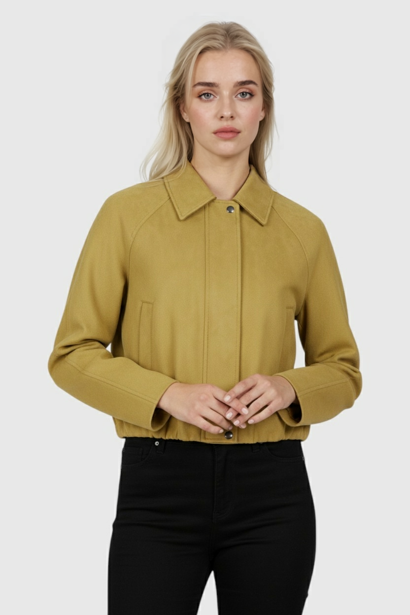 Stylish Yellow Bomber Jacket with Trendy Details