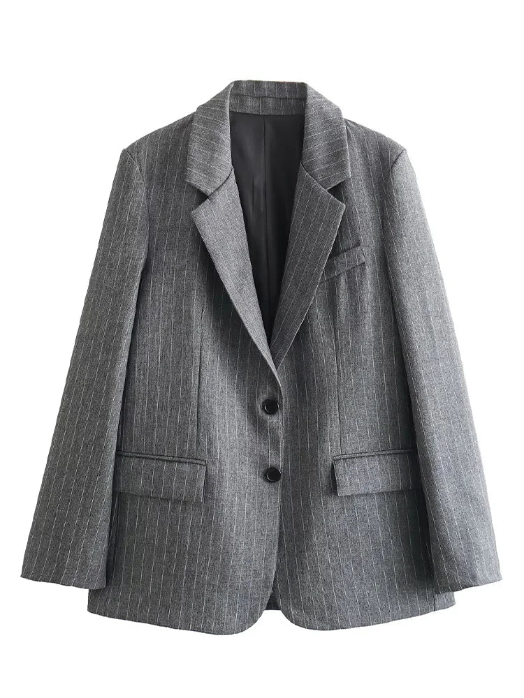 Striped Blazer – Chic Vintage Design with Pockets
