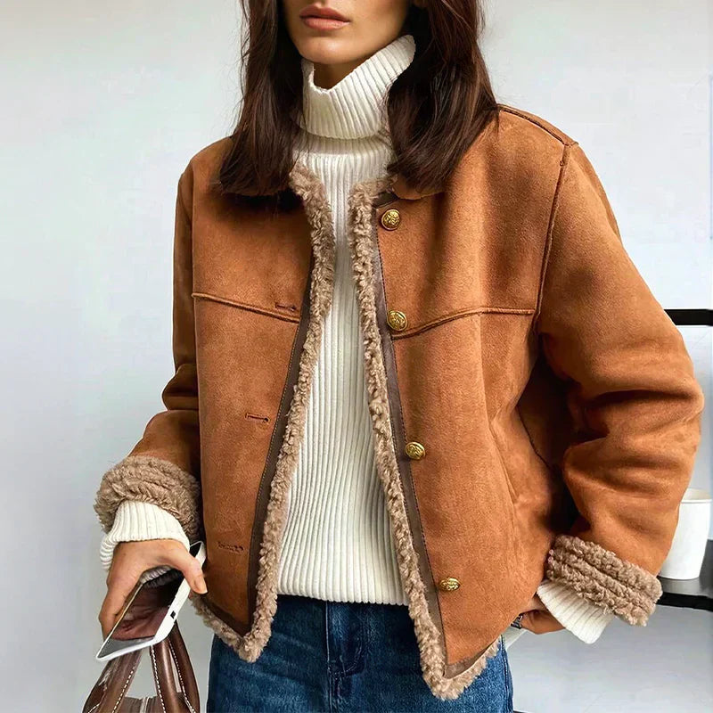 Women’s Faux Shearling Lined Suede Jacket