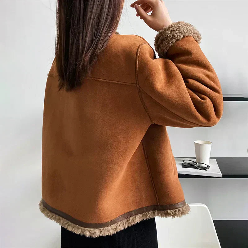 Women’s Faux Shearling Lined Suede Jacket