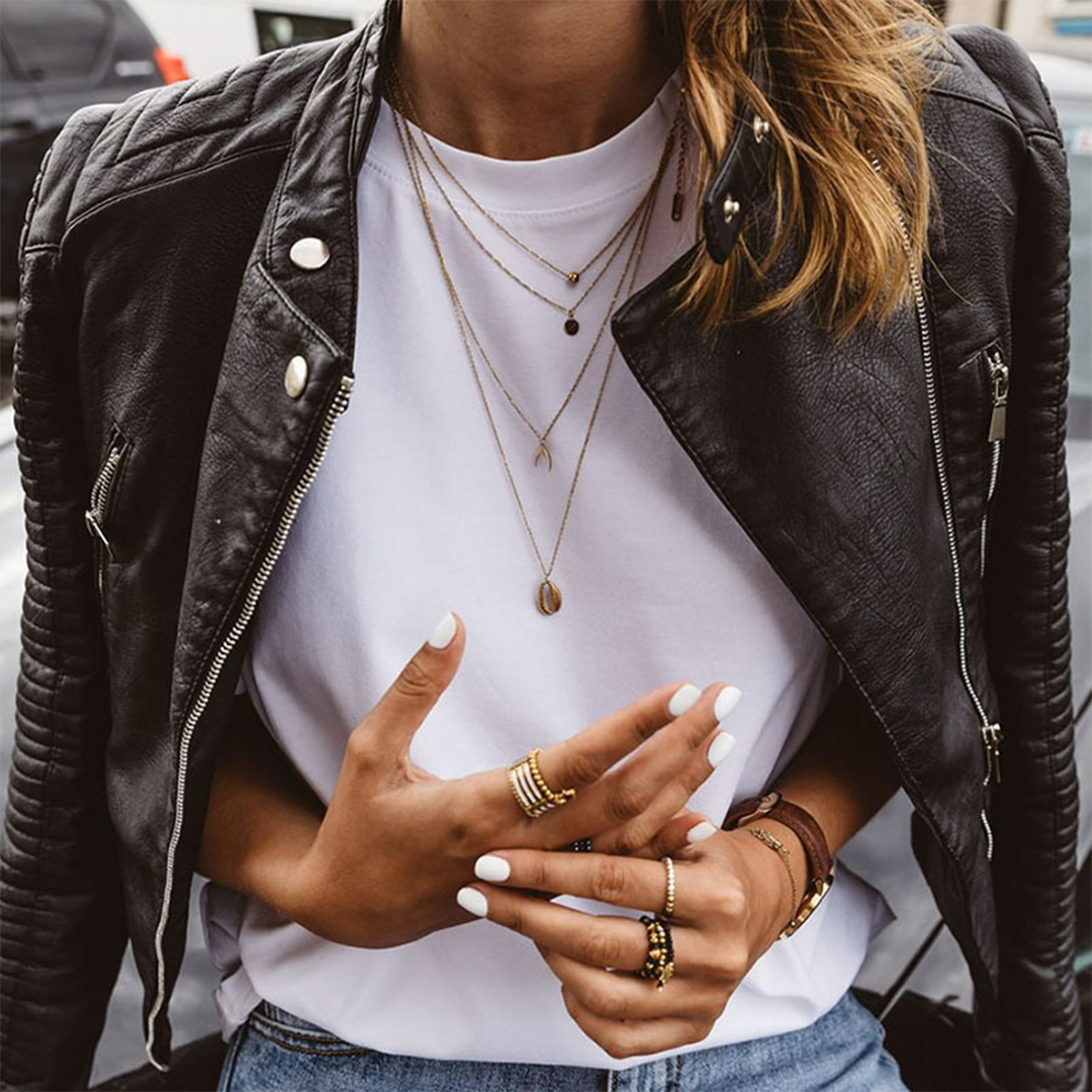 Faux Leather Biker Jacket with Zip Details for Women