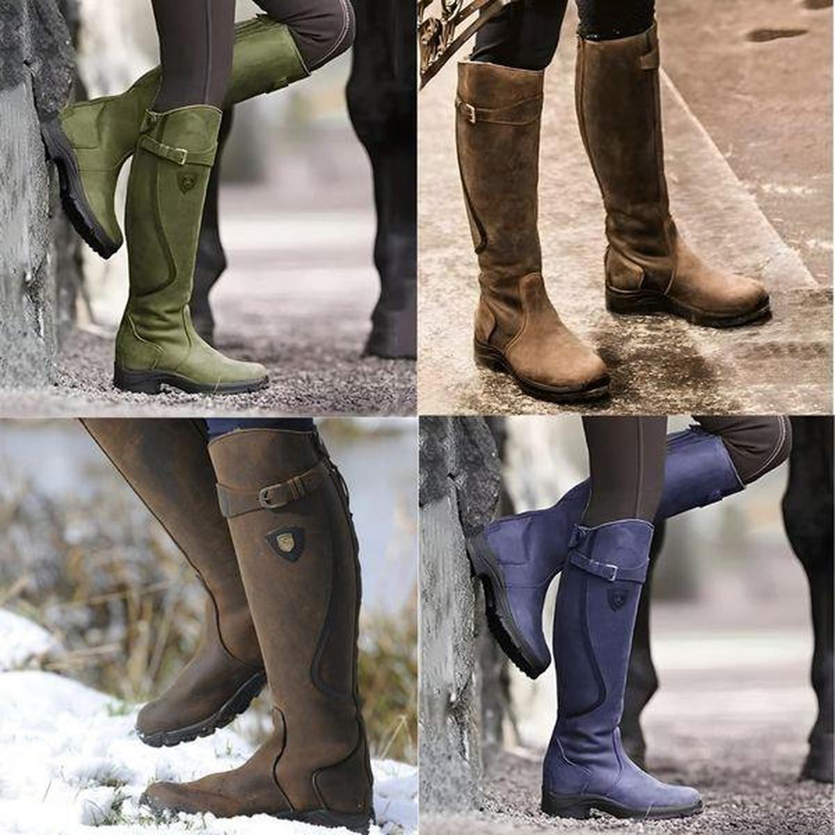 Women's Winter Waterproof Leather Riding Boots