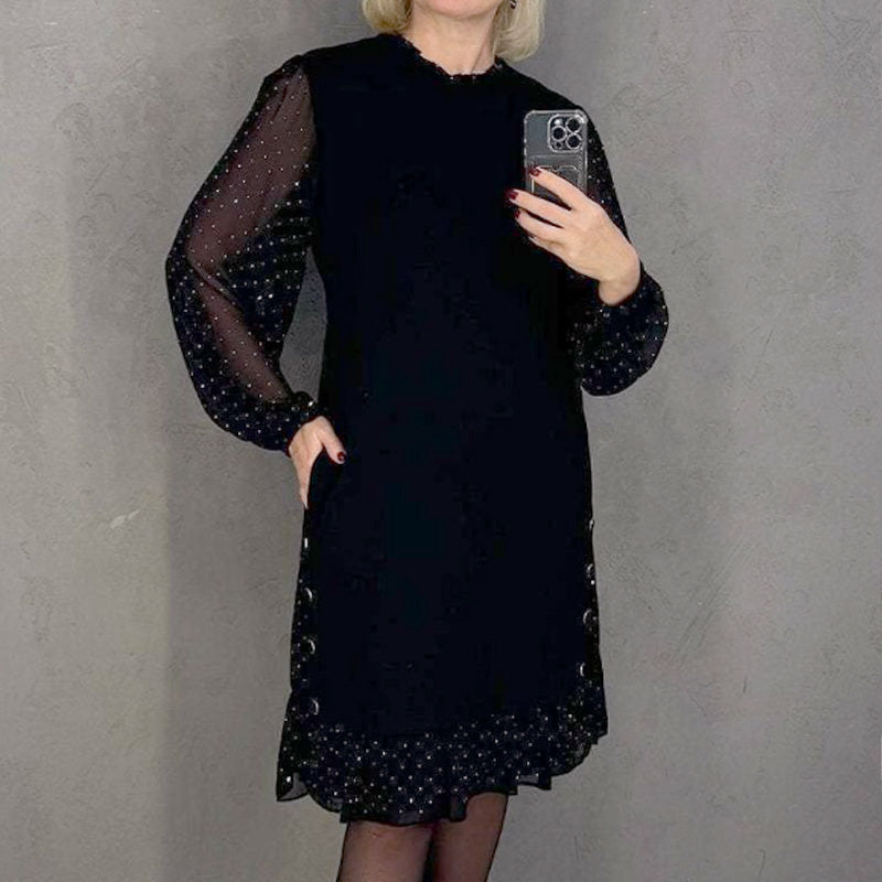 Thessariae | Elegant Crystal Sleeve Dress