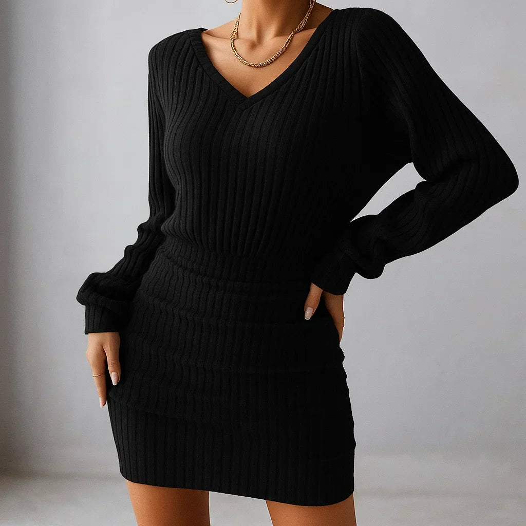 Averia | Off-Shoulder Ribbed Knit Dress