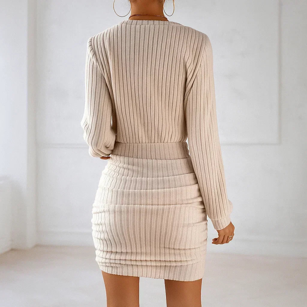 Averia | Off-Shoulder Ribbed Knit Dress