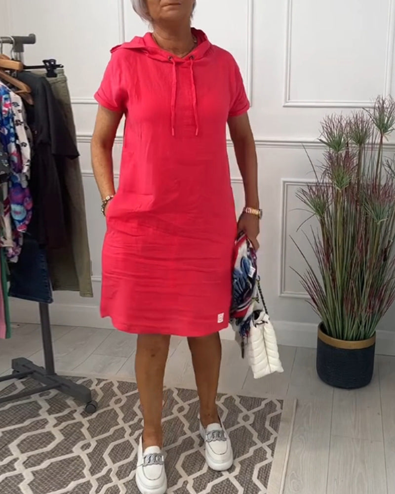 INES | Casual Dress with Hood and Short Sleeves Perfect for Summer