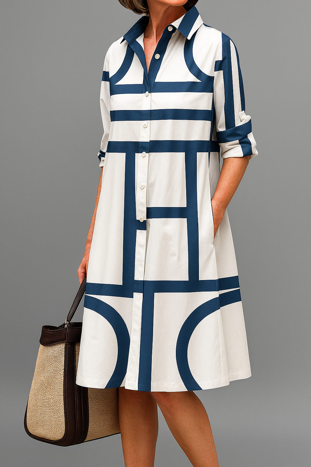 Nerina – Sophisticated Striped Midi Dress