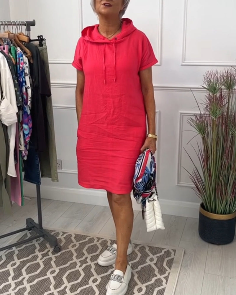 INES | Casual Dress with Hood and Short Sleeves Perfect for Summer