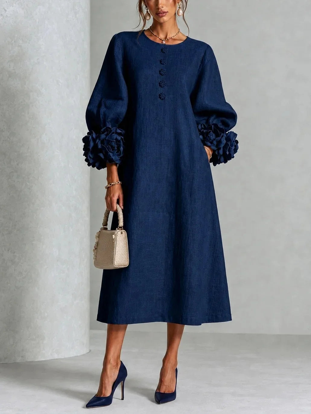 LILIANA | ELEGANT FLORAL MIDI DRESS
