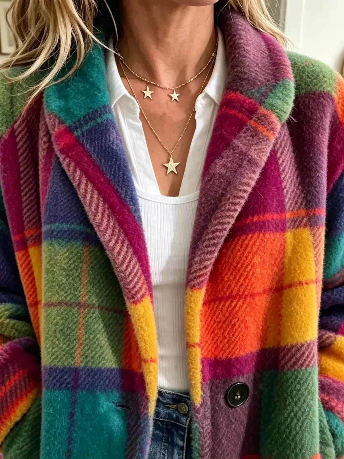Joanne | Cozy Multi-Color Plaid Coat