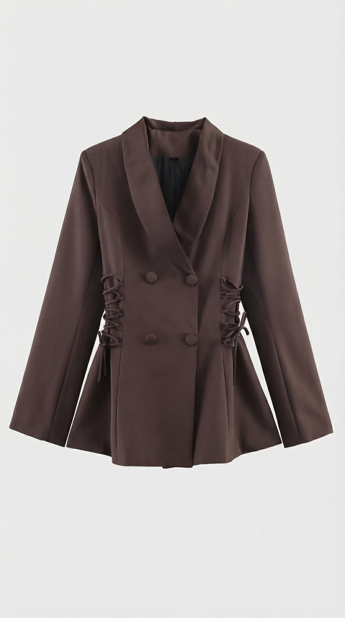 Women's Side Lace Up Tailored Brown Blazer