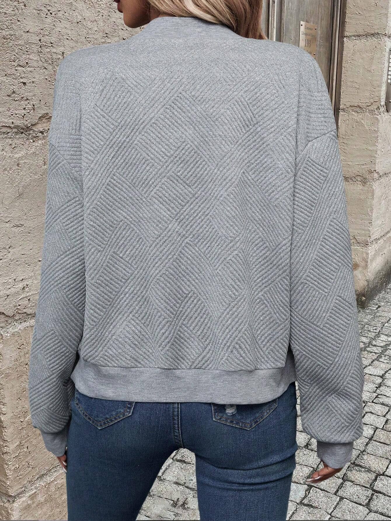 Women's Textured Zip Up Lightweight Bomber Jacket