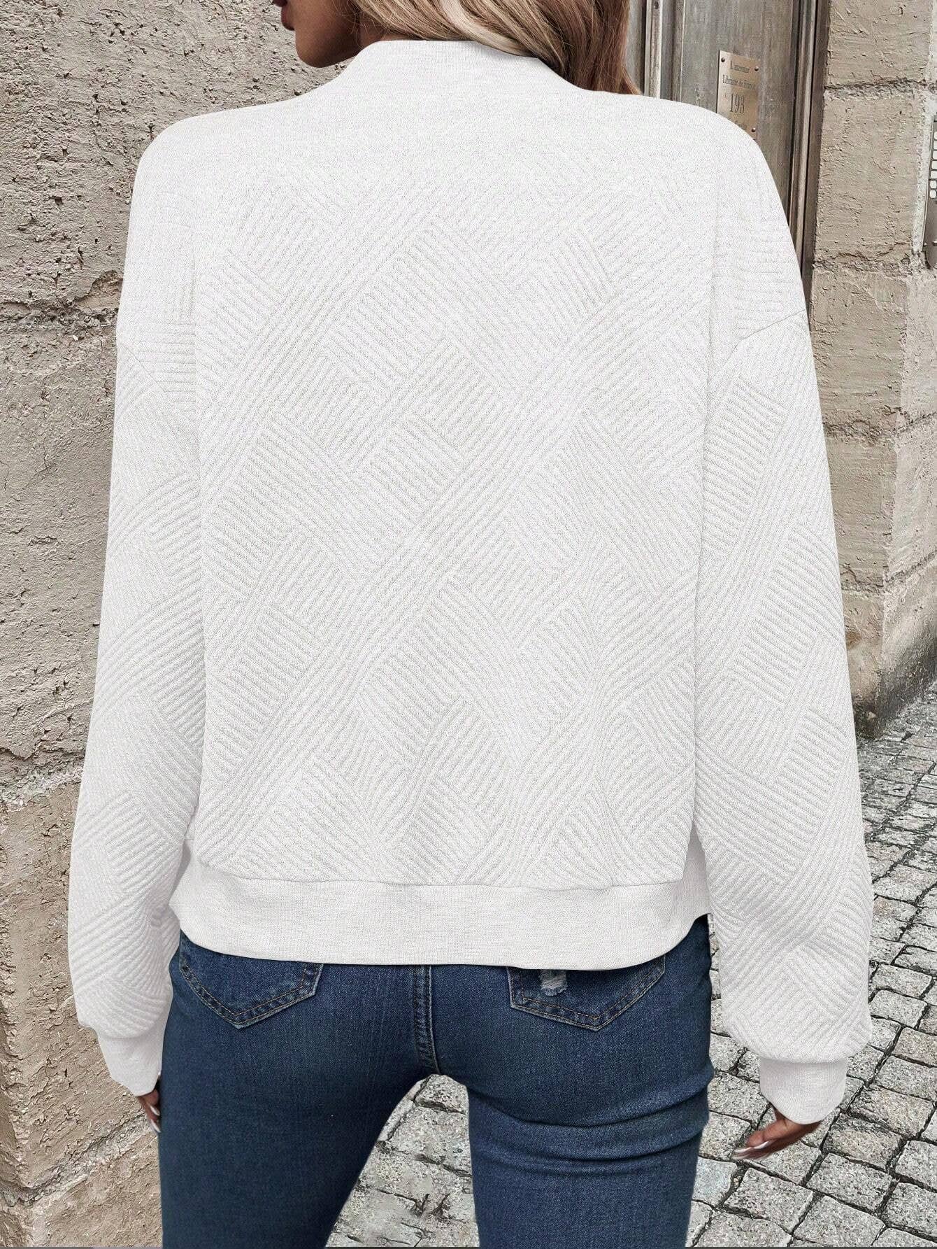 Women's Textured Zip Up Lightweight Bomber Jacket