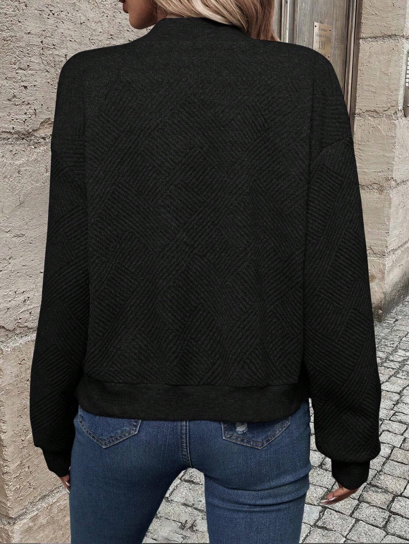 Women's Textured Zip Up Lightweight Bomber Jacket